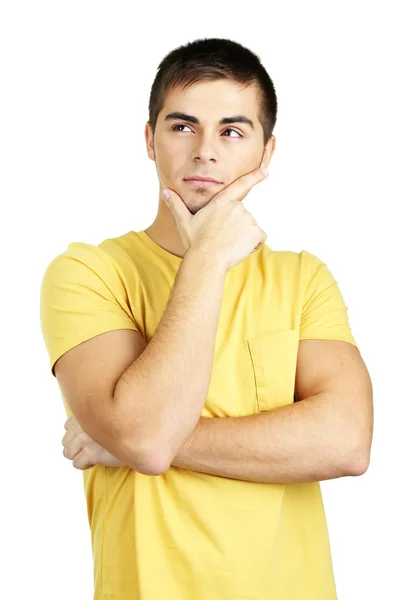 Portrait of young man on grey background — Stock Photo, Image