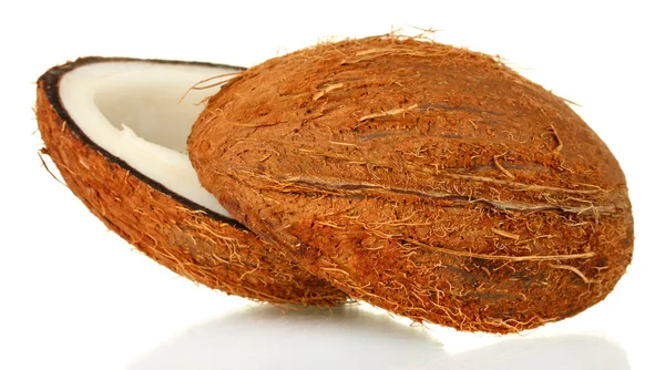 Helften van kokosnoot geïsoleerd op witte achtergrond close-up — Stockfoto