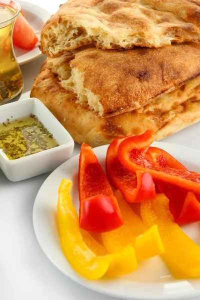 Traditionella turkiska frukost nära upp — Stockfoto