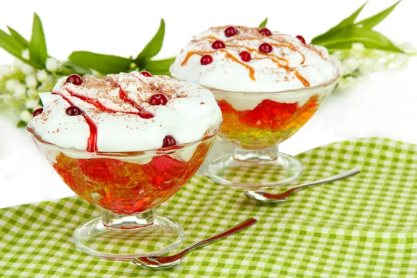 Tasty jelly on table on white background — Stock Photo, Image