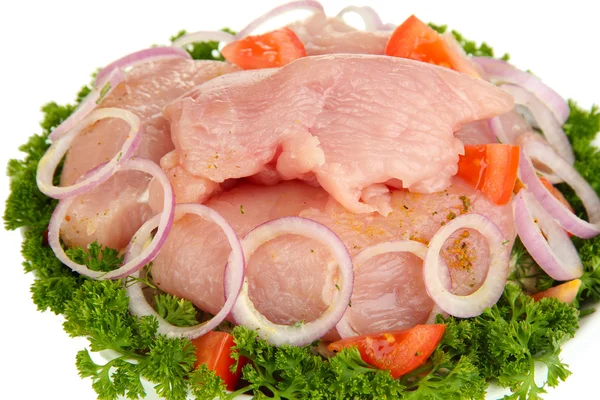 Mięso indycze z przyprawami w misce z bliska — Zdjęcie stockowe