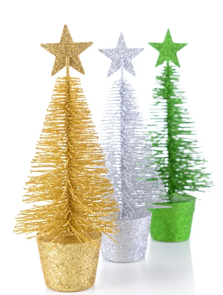 Decorative Christmas trees isolated on white — Stock Photo, Image