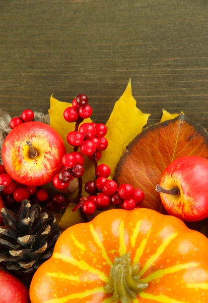 Beautiful autumn composition, on wooden background — Stock Photo, Image