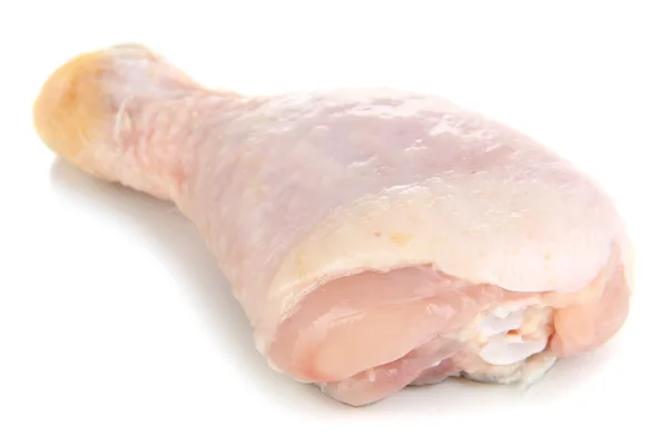 Jambe de poulet crue isolée sur blanc — Photo