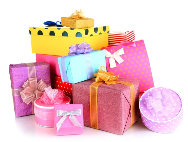 Куча разноцветных подарочных коробок — стоковое фото