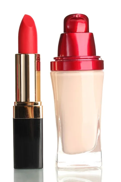 Red lipstick and foundation — Stock Photo, Image