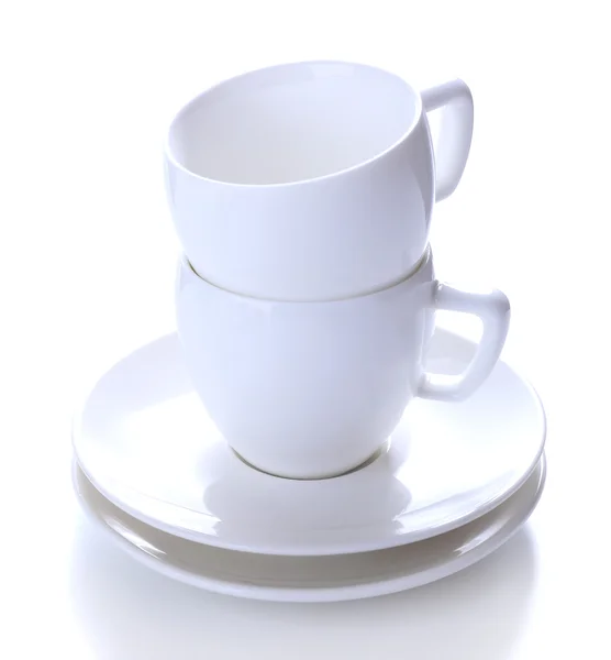 Tazas blancas aisladas en blanco —  Fotos de Stock