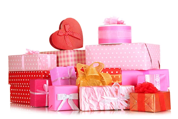 Montón de cajas de regalos de colores — Foto de Stock