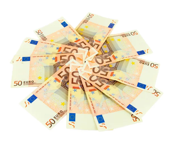 Euro banknotes isolated on a white — Stock Photo, Image