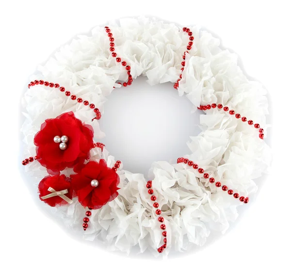 Decorative wreath with flowers isolated on white — Stock Photo, Image