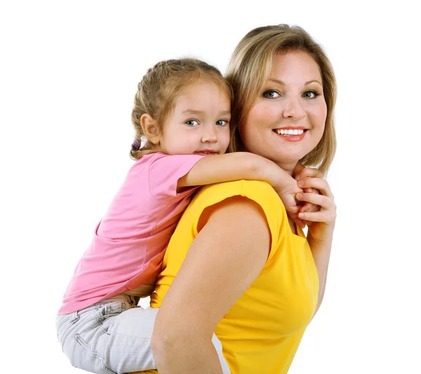 Beautiful mom with little daughter — Stock Photo, Image