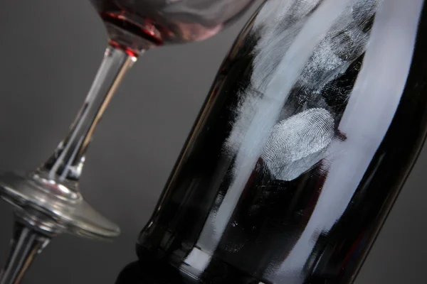 Fingerprints on bottle of wine — Stock Photo, Image