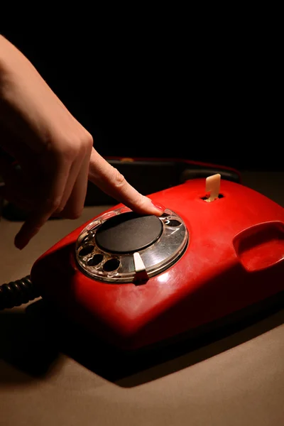 Červené retro telefon — Stock fotografie