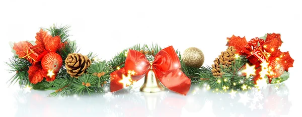 Composition of the Christmas decorations isolated on white — Stock Photo, Image