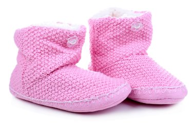 sıcak kış ev ayakkabıları üzerinde beyaz izole