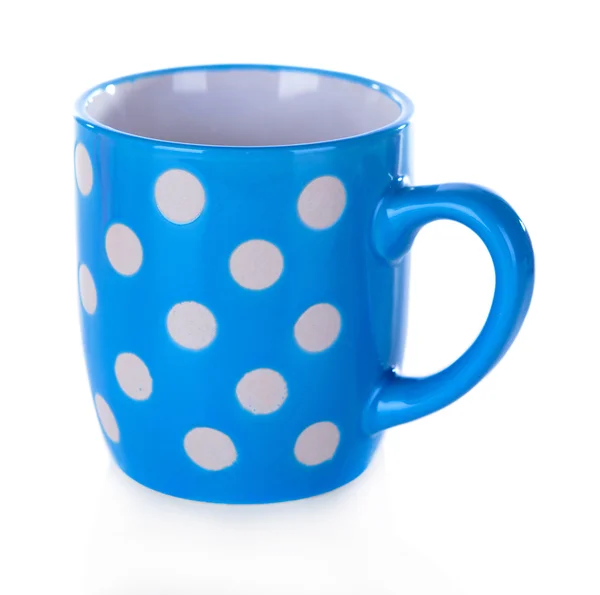 Color polka dot mug isolated on white — Stock Photo, Image