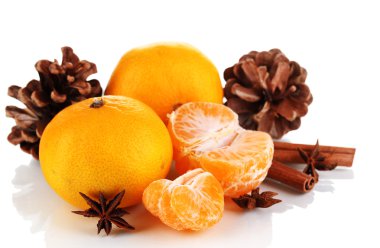 mandalina izole beyaz christmas kompozisyonu