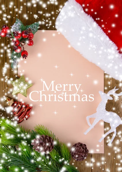 Letter for Santa with Christmas hat on table close-up — Stock Photo, Image