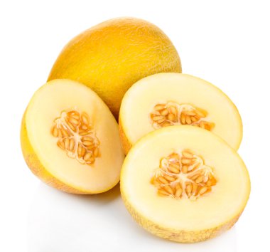 Olgun karpuz üzerinde beyaz izole kesmek