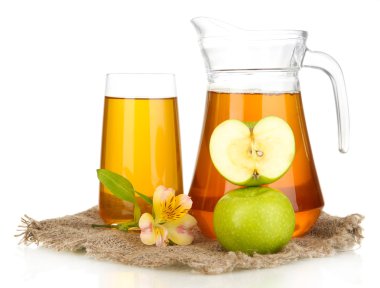 tam cam ve elma suyu ve elma isolted beyaz şişe