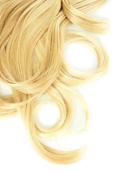 Curly blond hair close-up isolated on white — Stock Photo, Image