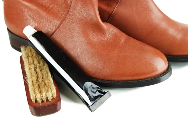 Sapato Polimento close up — Fotografia de Stock