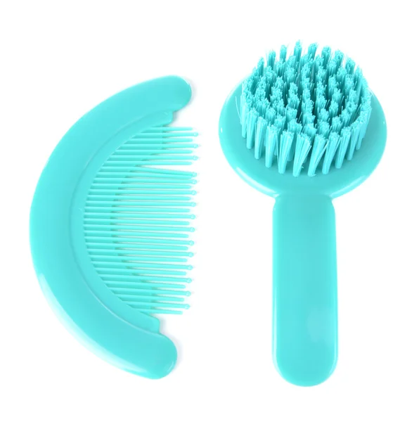 Brosse bébé avec peigne isolé sur blanc — Photo