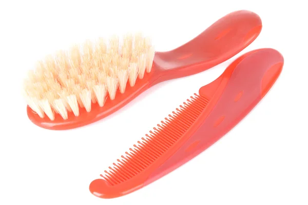 Baby brush with comb isolated on white — Stock Photo, Image