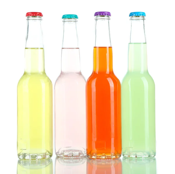 Drinks in glass bottles isolated on white Stock Photo