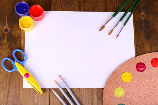 Composition of various creative tools on table close-up — Stock Photo, Image