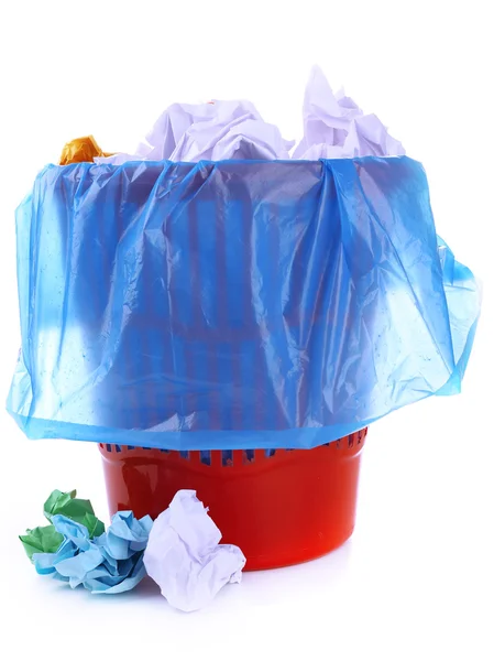Çöp kutusu, üzerinde beyaz izole — Stok fotoğraf