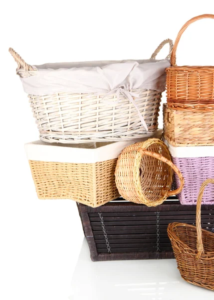 Many different baskets isolated on white — Stock Photo, Image