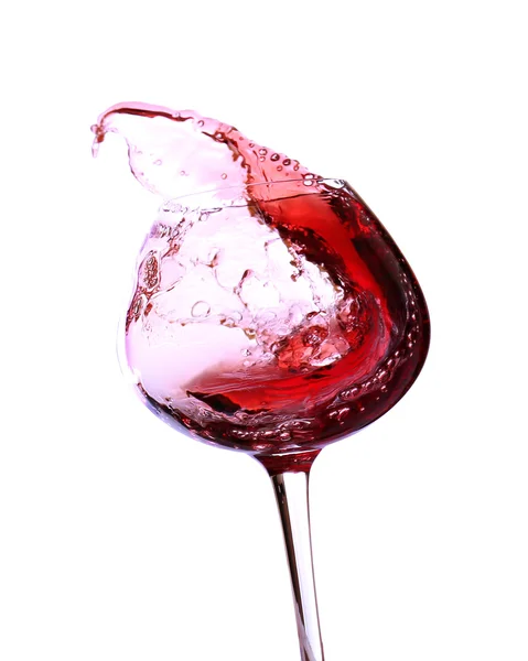 Bicchiere da vino con vino rosso, isolato su bianco — Foto Stock