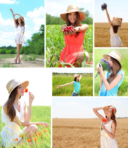 Colagem de menina de verão bonita — Fotografia de Stock