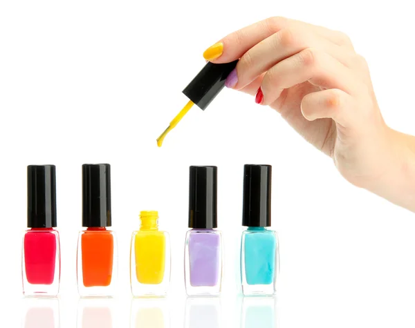 Set of nail polishes isolated on white — Stock Photo, Image