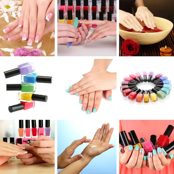 Colagem de manicure de mulher bonita — Fotografia de Stock