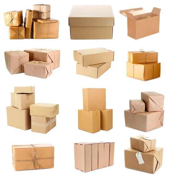 Cardboard boxes isolated on white — Stock Photo, Image
