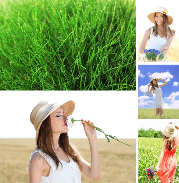 Collage of beautiful summer girl Stock Picture