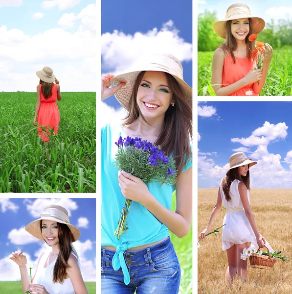 Collage of beautiful summer girl Stock Picture