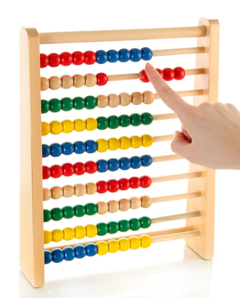 Accountant counting on an abacus, isolated on white Stock Picture