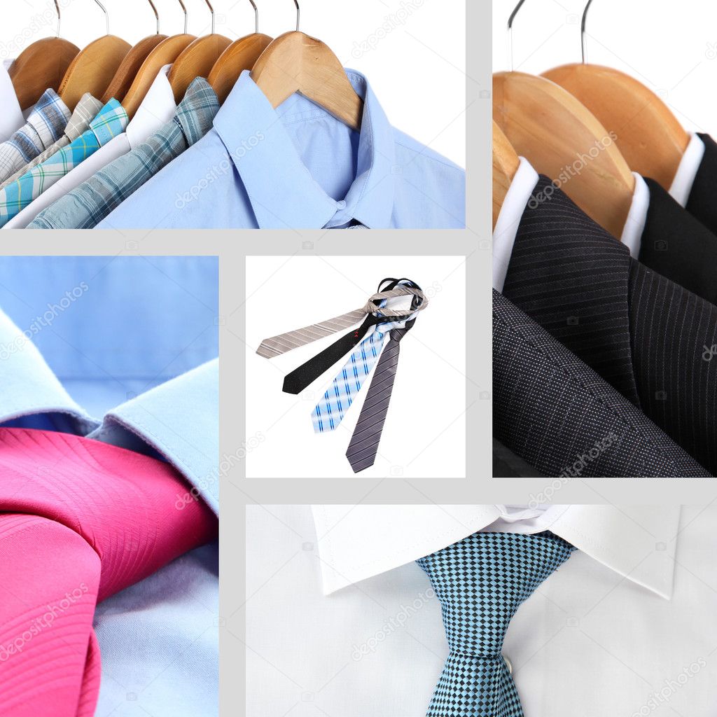 Collage of male shirts and ties