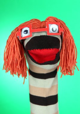 yeşil renkli sevimli çorap kukla