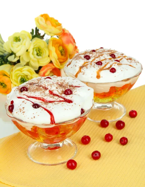 Tasty jelly on table on white background — Stock Photo, Image