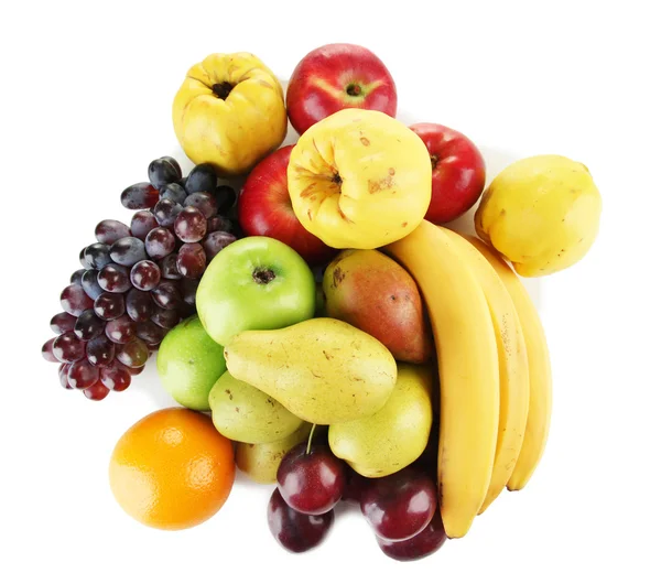 Composición de diferentes frutos aislados en blanco — Foto de Stock