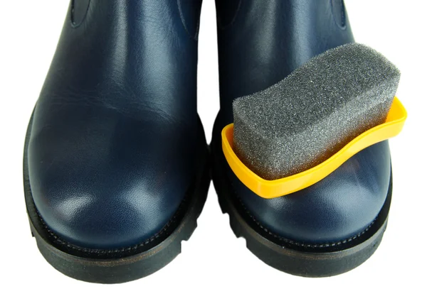 Leštění obuvi zblízka — Stock fotografie