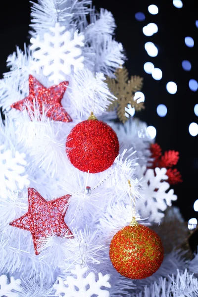 White Christmas tree on bokeh background — Stock Photo, Image