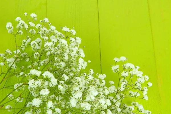 Mooie gypsophila bloemen op houten achtergrond — Stockfoto