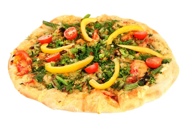 Leckere vegetarische Pizza, isoliert auf weiß — Stockfoto