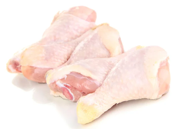 Pernas de frango cruas isoladas em branco — Fotografia de Stock