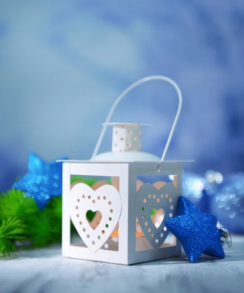 Christmas lantern on light background — Stock Photo, Image